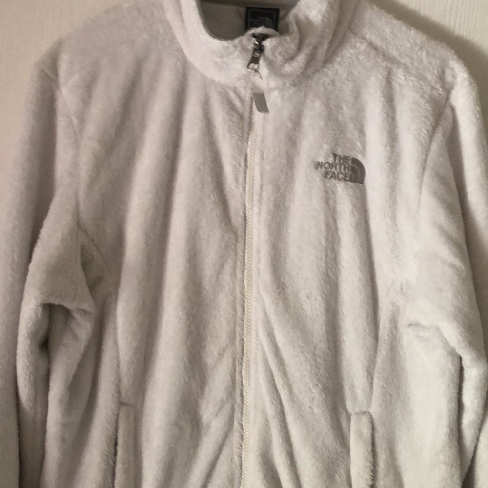 The north face Sherpa white zip up drawstring jacket